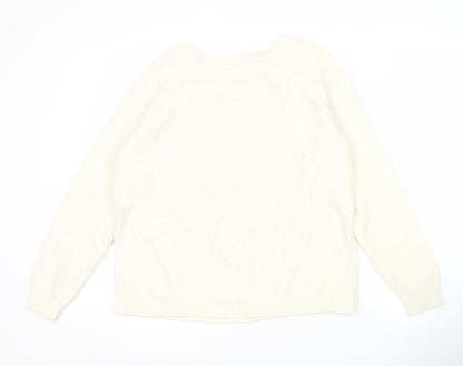 Gap Women’s Ivory Cable-Knit Cotton Blend Pullover Jumper L