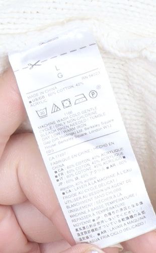 Gap Women’s Ivory Cable-Knit Cotton Blend Pullover Jumper L