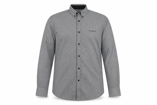 Pierre Cardin Men’s Black Geometric Button-Down Shirt S Regular Fit