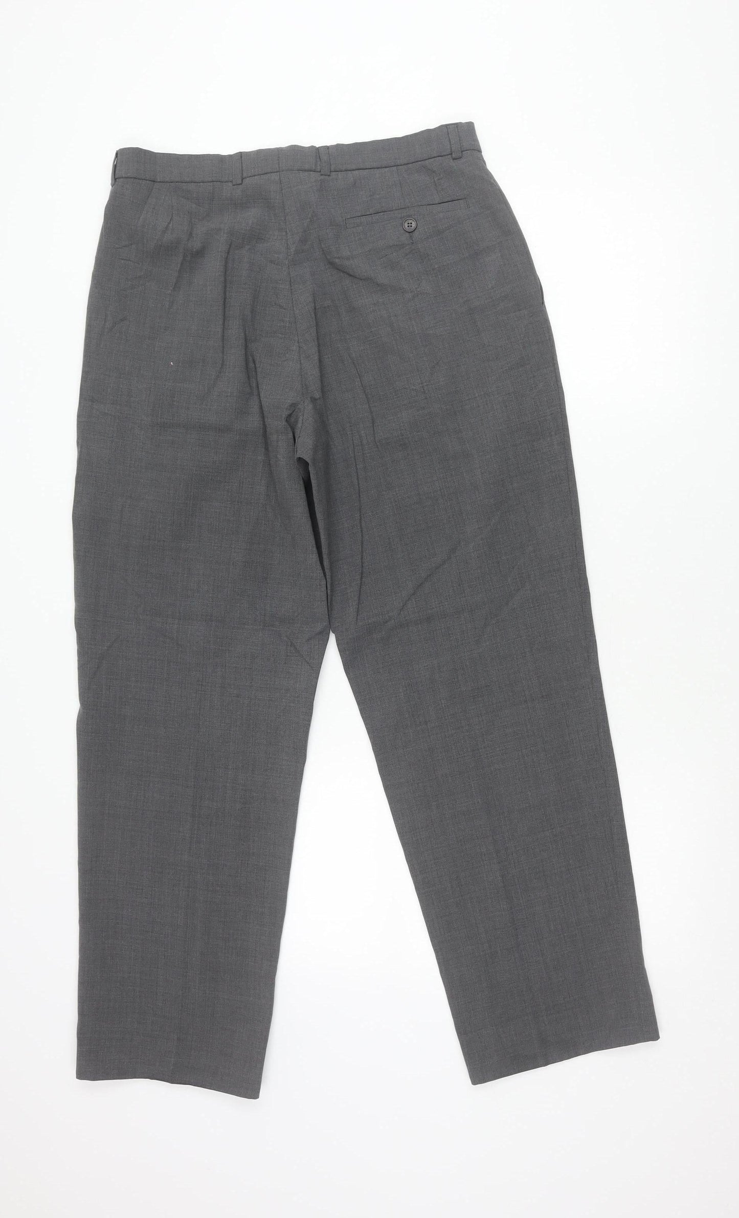 Marks and Spencer Men’s Grey 32W 29L Pleated Dress Pants Wool Blend