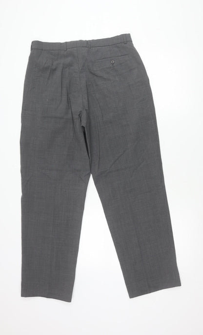 Marks and Spencer Men’s Grey 32W 29L Pleated Dress Pants Wool Blend