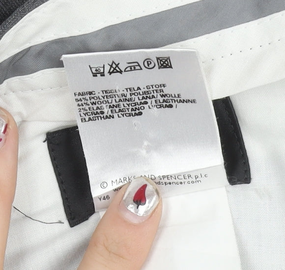 Marks and Spencer Men’s Grey 32W 29L Pleated Dress Pants Wool Blend