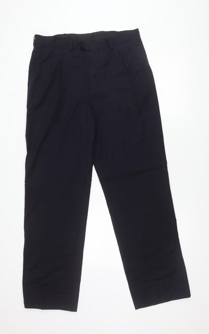 Jaeger Men’s Black Wool Pleated Dress Trousers Size 50R