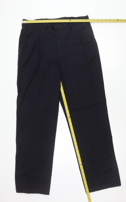 Jaeger Men’s Black Wool Pleated Dress Trousers Size 50R