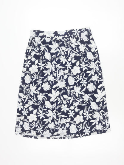 Marks and Spencer Women’s Blue Floral Skirt Size 10 Pencil Short