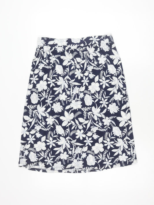 Marks and Spencer Women’s Blue Floral Skirt Size 10 Pencil Short
