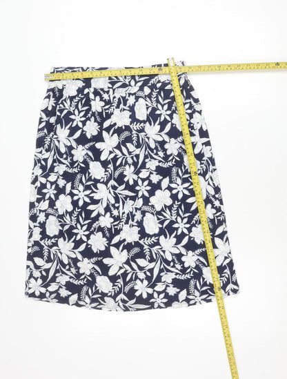 Marks and Spencer Women’s Blue Floral Skirt Size 10 Pencil Short