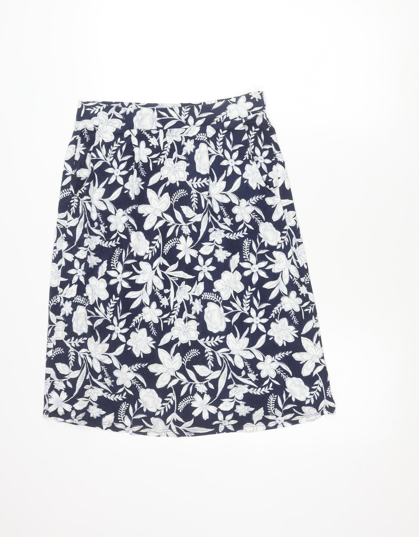 Marks and Spencer Women’s Blue Floral Skirt Size 10 Pencil Short