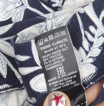 Marks and Spencer Women’s Blue Floral Skirt Size 10 Pencil Short