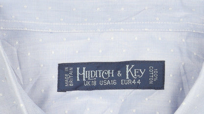 Hilditch & Key Womens Blue Size 16 Cotton Button-Up Shirt Long Sleeve