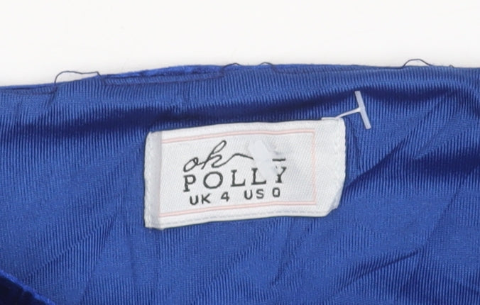 Womens UK Size 4 Oh Polly Blue Cropped Blouse