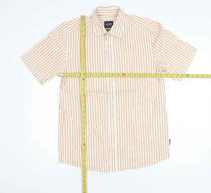 Only & Sons Mens White Orange Stripe Short Sleeve Regular Fit Shirt L
