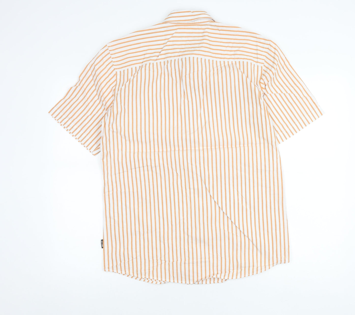 Only & Sons Mens White Orange Stripe Short Sleeve Regular Fit Shirt L