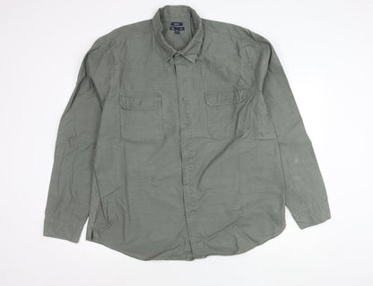 Gap Men’s Grey Classic Fit Long Sleeve Cotton Button-Up Shirt XL