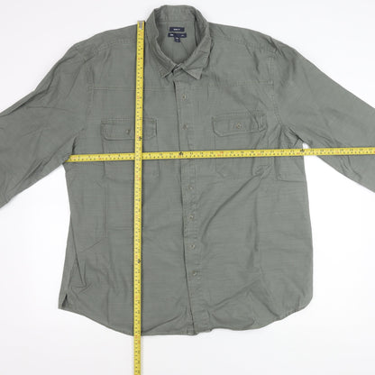 Gap Men’s Grey Classic Fit Long Sleeve Cotton Button-Up Shirt XL