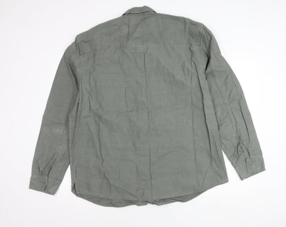 Gap Men’s Grey Classic Fit Long Sleeve Cotton Button-Up Shirt XL