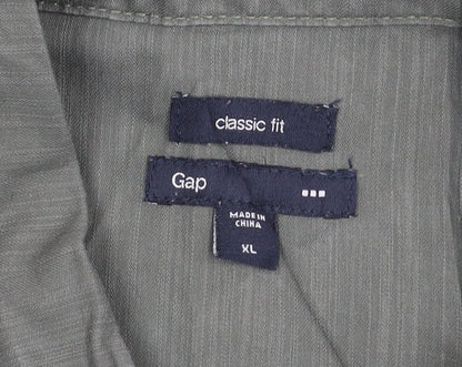 Gap Men’s Grey Classic Fit Long Sleeve Cotton Button-Up Shirt XL