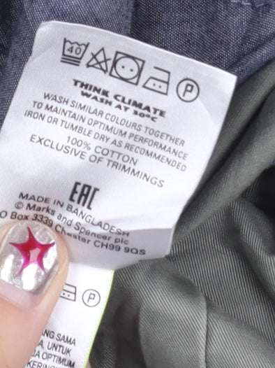 Marks and Spencer Men's Green 34W 33L Regular Fit Cotton Chino Trousers