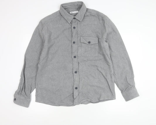 Zara Men’s Grey Cotton Flannel Shirt Jacket XL Casual Workwear