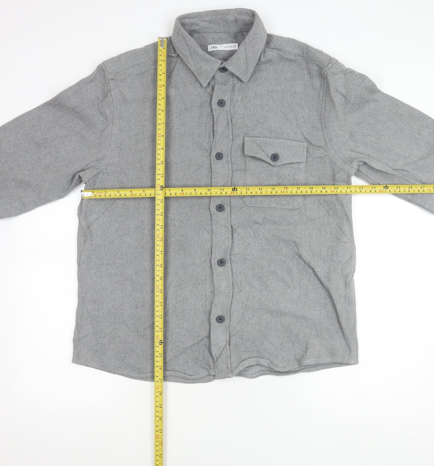 Zara Men’s Grey Cotton Flannel Shirt Jacket XL Casual Workwear