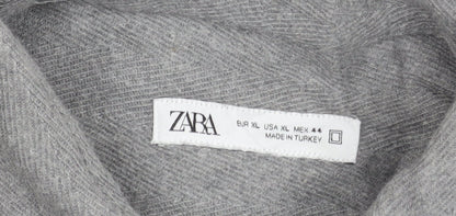 Zara Men’s Grey Cotton Flannel Shirt Jacket XL Casual Workwear