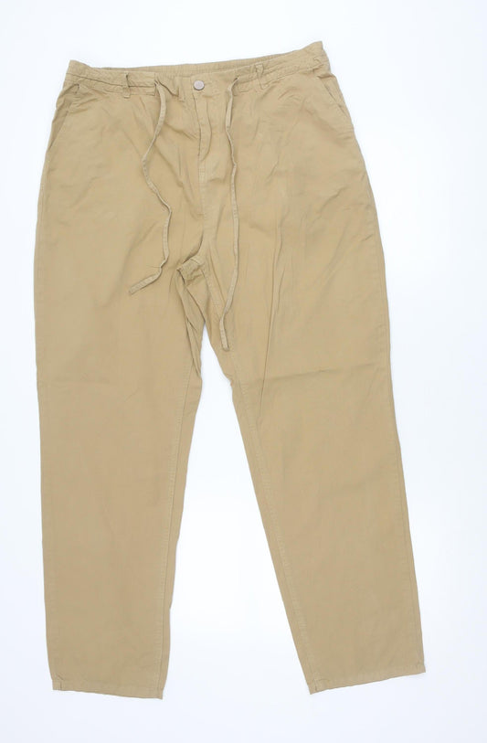 JD Williams Men's Beige Chino Trousers Size 18 Elastic Waist