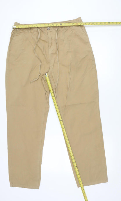 JD Williams Men's Beige Chino Trousers Size 18 Elastic Waist