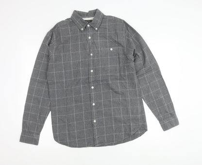 Hammond & Co Men’s Grey Check Button-Down Long Sleeve Cotton Shirt S
