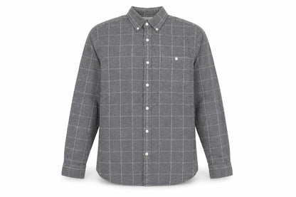 Front view of Hammond & Co Men’s Grey Check Button-Down Long Sleeve Cotton Shirt S