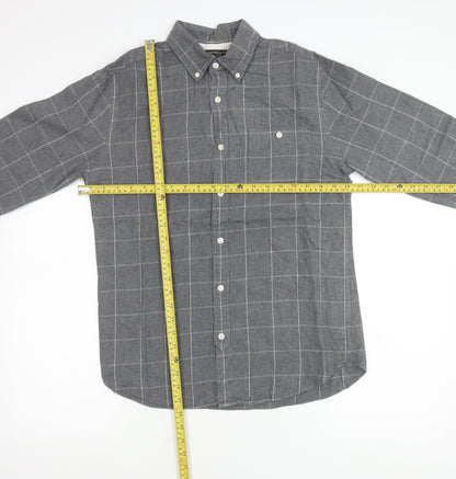 Hammond & Co Men’s Grey Check Button-Down Long Sleeve Cotton Shirt S