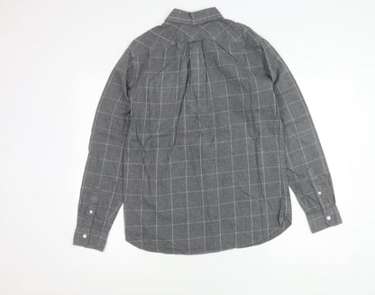 Hammond & Co Men’s Grey Check Button-Down Long Sleeve Cotton Shirt S