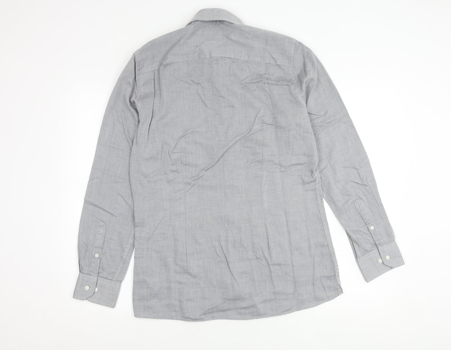 Next Men’s Grey Slim Fit Long Sleeve Button-Up Shirt 15.5in Collar