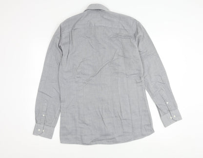 Next Men’s Grey Slim Fit Long Sleeve Button-Up Shirt 15.5in Collar