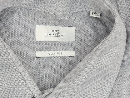 Next Men’s Grey Slim Fit Long Sleeve Button-Up Shirt 15.5in Collar
