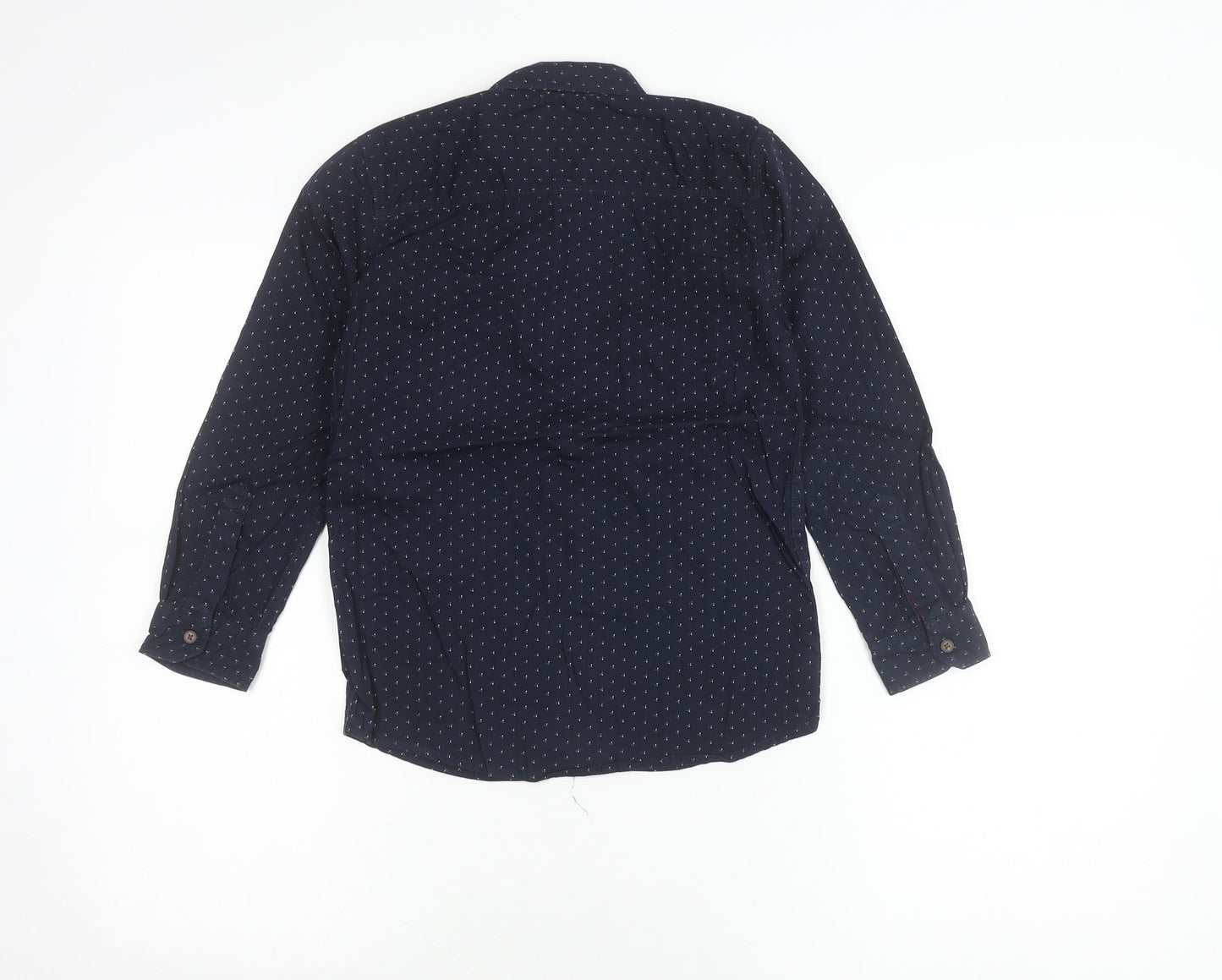 Pink & Blue Boys Navy Polka Dot Long Sleeve Cotton Button-Up Shirt 7-8 Years