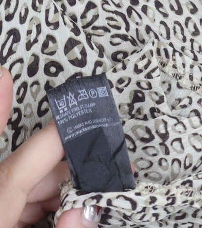 Marks and Spencer Women’s Brown Animal Print Button-Up Blouse UK 18