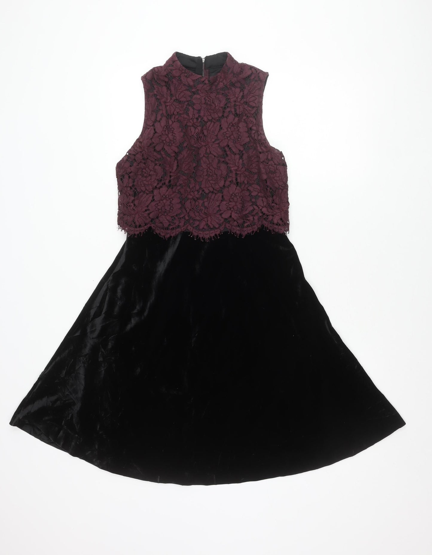 Next Women’s Black Purple Lace Fit & Flare Dress Size 6