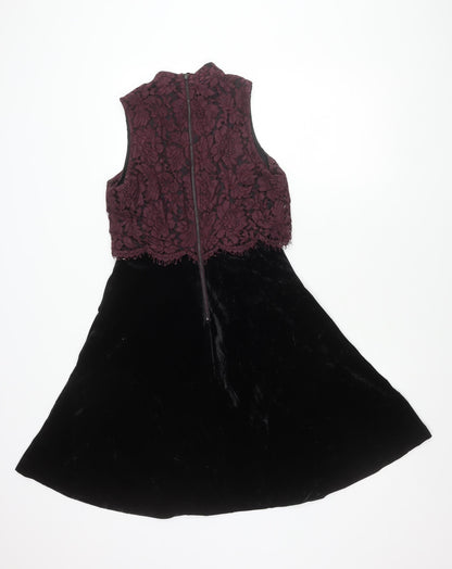 Next Women’s Black Purple Lace Fit & Flare Dress Size 6