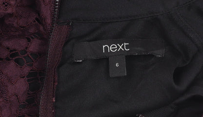 Next Women’s Black Purple Lace Fit & Flare Dress Size 6