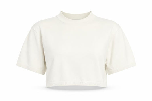 Womens UK Size S Zara Ivory Cropped T-Shirt