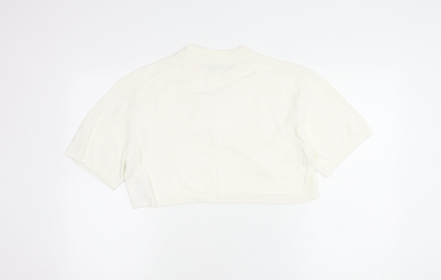 Womens UK Size S Zara Ivory Cropped T-Shirt