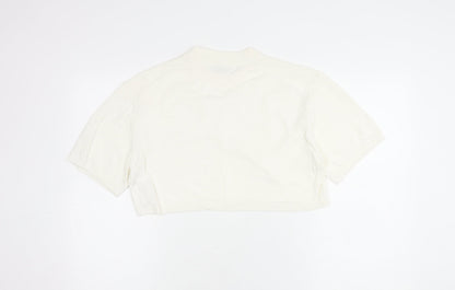 Womens UK Size S Zara Ivory Cropped T-Shirt