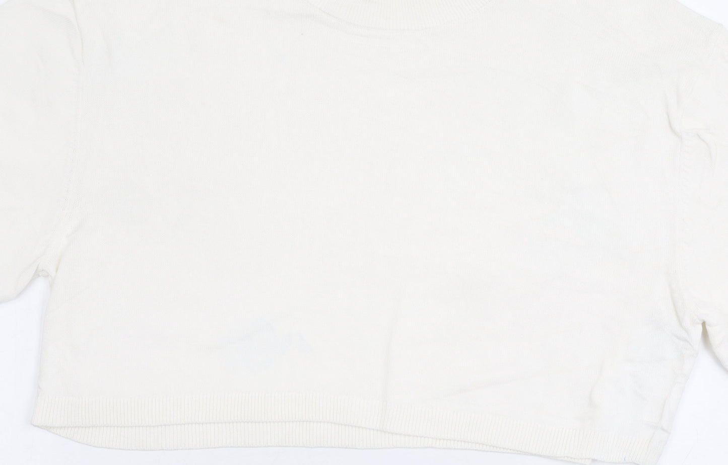 Womens UK Size S Zara Ivory Cropped T-Shirt