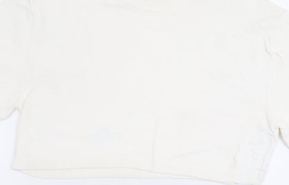Womens UK Size S Zara Ivory Cropped T-Shirt