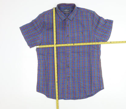 Topman Men’s Blue Check Cotton Button-Up Shirt L Classic Fit