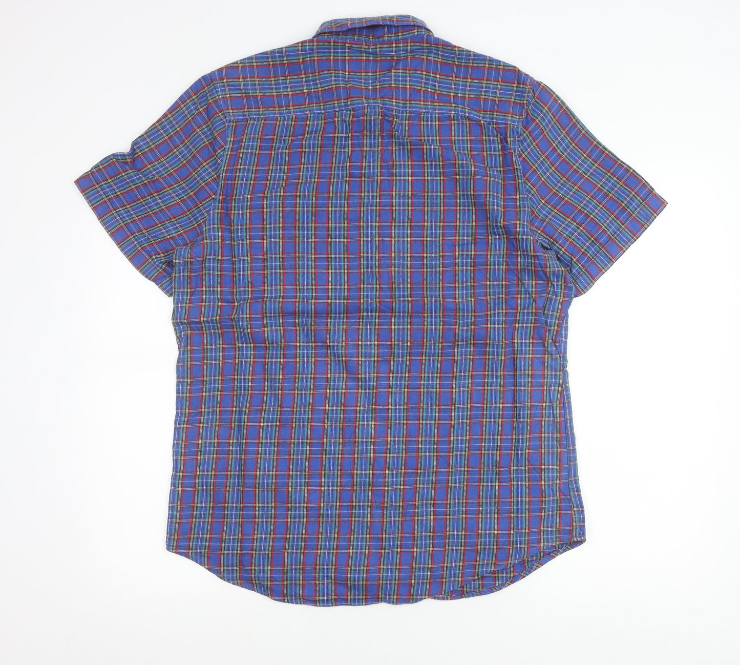 Topman Men’s Blue Check Cotton Button-Up Shirt L Classic Fit