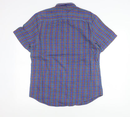 Topman Men’s Blue Check Cotton Button-Up Shirt L Classic Fit