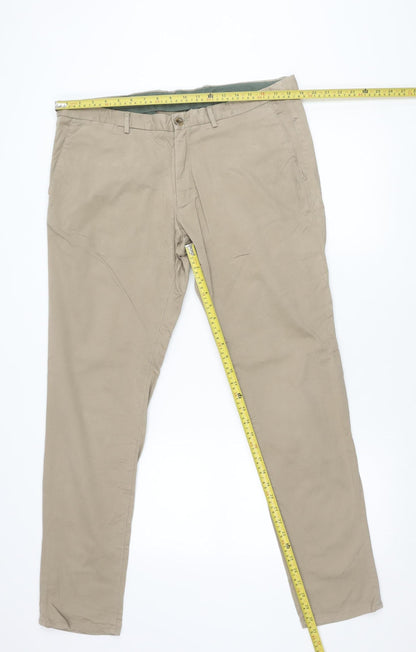 Massimo Dutti Men Beige Chino Trousers 32W 30L Extra Slim Fit