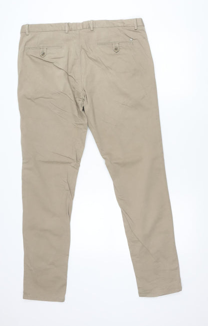 Massimo Dutti Men Beige Chino Trousers 32W 30L Extra Slim Fit