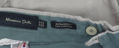 Massimo Dutti Men Beige Chino Trousers 32W 30L Extra Slim Fit